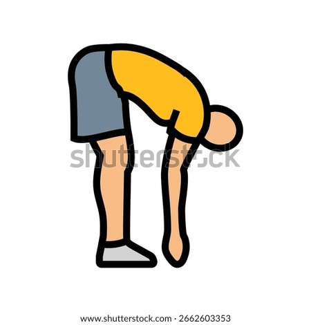 toe touch stretch spine curvature color icon vector. toe touch stretch spine curvature sign. isolated symbol illustration