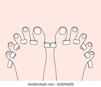 Toes divider on the feet. Vector illustration.