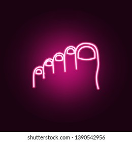 toes foot neon icon. Elements of body parts set. Simple icon for websites, web design, mobile app, info graphics