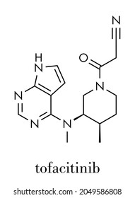 Tofacitinib Rheumatoid Arthritis Drug Molecule. Inhibitor Of Janus Kinase 3 (JAK3). Skeletal Formula.