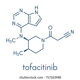 Tofacitinib Rheumatoid Arthritis Drug Molecule. Inhibitor Of Janus Kinase 3 (JAK3). Skeletal Formula.