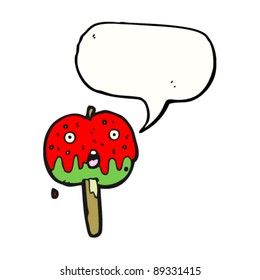 toffee apple cartoon with thought bubble