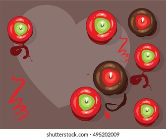Toffee apple. Vector illustration of candy apple