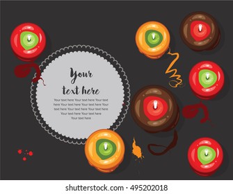 Toffee apple. Vector illustration of candy apple