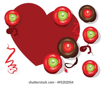 Toffee apple. Vector illustration of candy apple