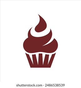 Toffee Brown Cupcake Logo Simple Icon Vector
