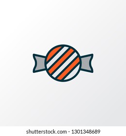 Toffee candy icon colored line symbol. Premium quality isolated confection element in trendy style.