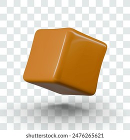 Toffee cube closeup. Classic boiled milk candy. Traditional soft sweets