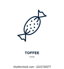 toffee icon from food collection. Thin linear toffee, candy, dessert outline icon isolated on white background. Line vector toffee sign, symbol for web and mobile