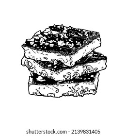 Toffee vector hand drawing illustration in black color isolated on white background