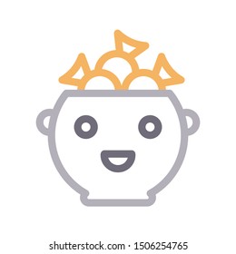 toffees bowl colour line vector icon