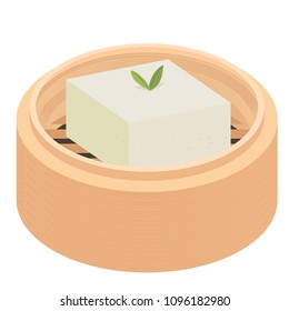 tofu in basket vector. free space for text. wallpaper. background.