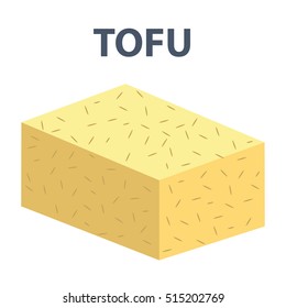 Tofu block icon, vector illustration of tofu vegeterian food.