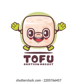 Tofu cartoon mascot. food vector illustration. isolated on a white background