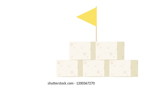 Tofu cartoon vector. yellow flag vector.