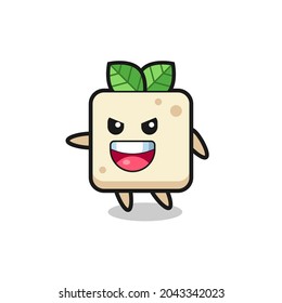 tofu cartoon with very excited pose , cute style design for t shirt, sticker, logo element
