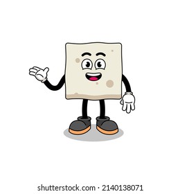 tofu cartoon with welcome pose , character design
