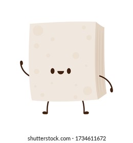 Tofu character design on white background.