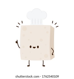 Tofu character design on white background.