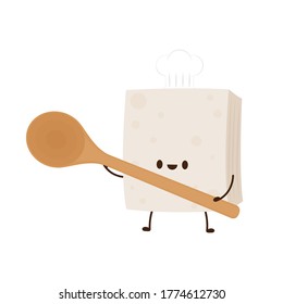 Tofu character design on white background.