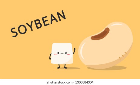 tofu character design. soy bean character. free space for text. wallpaper.