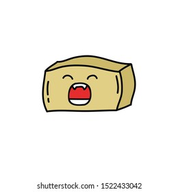 tofu cheese doodle icon, vector illustration