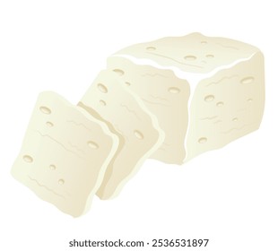 Tofu cheese isolated set. Vector flat graphic design element illustration