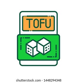 Tofu color line icon. Meat substitute. Natural vegetarian product. Healthy food. Pictogram for web page, mobile app, promo. UI/UX/GUI design element. Editable stroke.