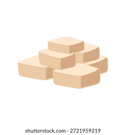Tofu cubes flat illustration symbolizing vegetarian, protein, and diet. Modern vector object.