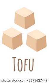 Tofu cubes isolated on white background. Substitute for meat. Vegan protein source. Simple vector flat graphic.	
