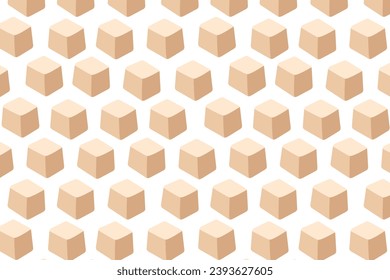 Tofu cubes seamless pattern. Substitute for meat. Vegan protein source. Simple vector flat wallpaper.	