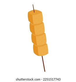 Tofu fried cubes isolated realistic icon. Vector vegetarian product of soybeans, soya meat pices. Bean curd food of coagulating soy milk, solid blocks of silken.