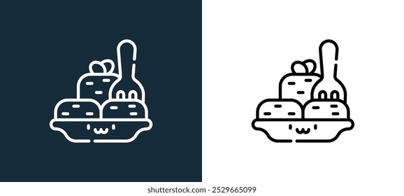 tofu icon isolated on white and black colors. tofu outline linear vector icon from world vegetarian day collection for mobile apps, web and ui.