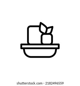 Tofu Icon. Line Art Style Design Isolated On White Background