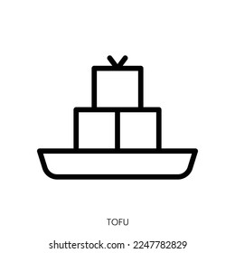 tofu icon. Line Art Style Design Isolated On White Background