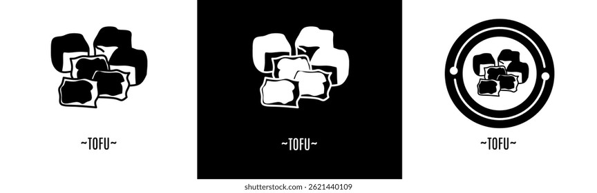 Ícone de tofu definido. Coleção de ícones pretos. Vetor de estoque.