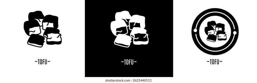 Conjunto de iconos de tofu. Colección de iconos negros. Vector de acciones.