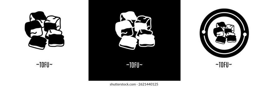 Conjunto de iconos de tofu. Colección de iconos negros. Vector de acciones.