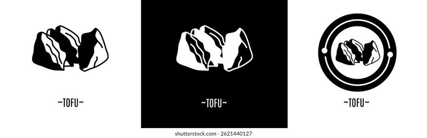 Ícone de tofu definido. Coleção de ícones pretos. Vetor de estoque.