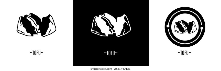 Ícone de tofu definido. Coleção de ícones pretos. Vetor de estoque.