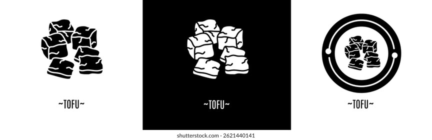 Tofu icon set. Collection of black icons. Stock vector.