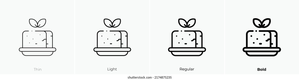 tofu icon. Thin, Light Regular And Bold style design isolated on white background