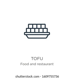 Tofu icon. Thin linear tofu outline icon isolated on white background from food and restaurant collection. Line vector sign, symbol for web and mobile