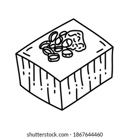 Tofu Japanese Food Hand Drawn Icon Set Vector.
