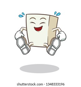 tofu jumping mascot vector cartoon illustration