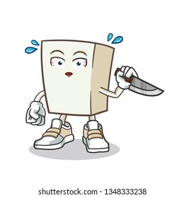 tofu killer mascot vector cartoon illustration