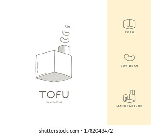 Tofu manufacture vector logo design concept
