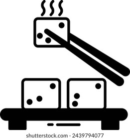 Tofu meal glyph and line vector illustration