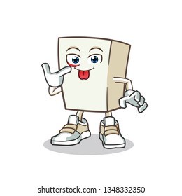 tofu mocking mascot vector cartoon illustration