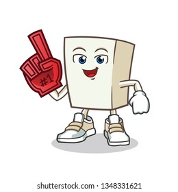 tofu number one fan mascot vector cartoon illustration